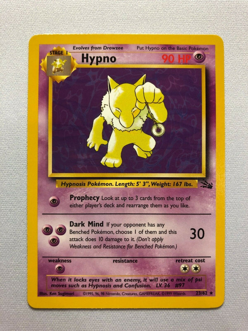 Hypno 23/62 Non-Holo Rare Fossil Set Pokemon Card Near Mint