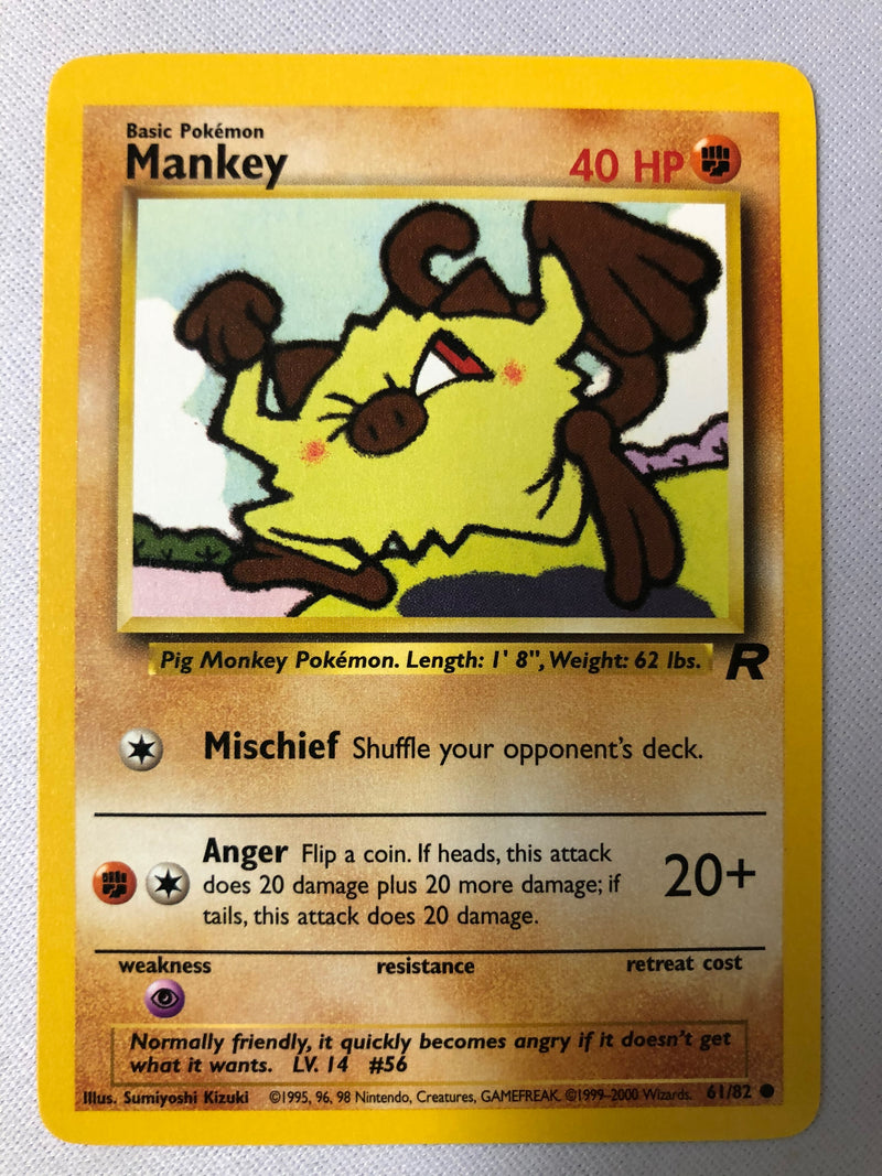 Mankey 61/82 Rocket Set Common Pokemon Card Near Mint