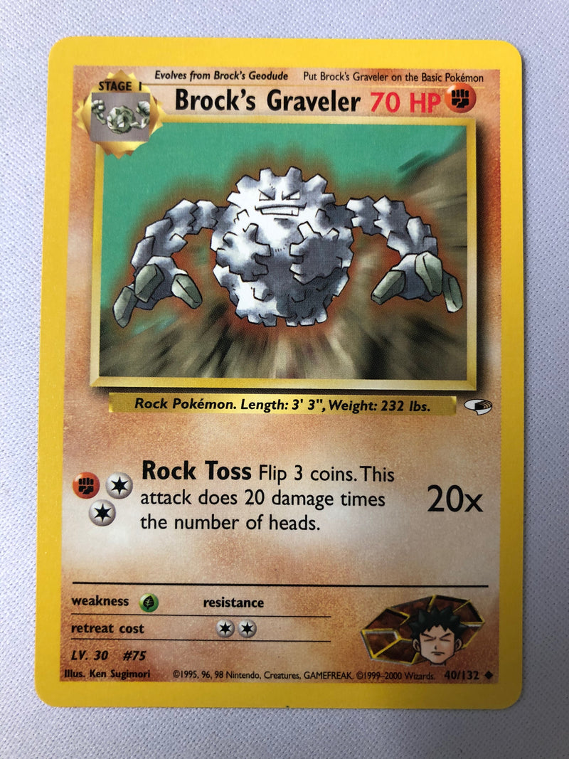 Brock’s Graveler 40/132 Gym Heroes Unlimited Pokemon Card NM