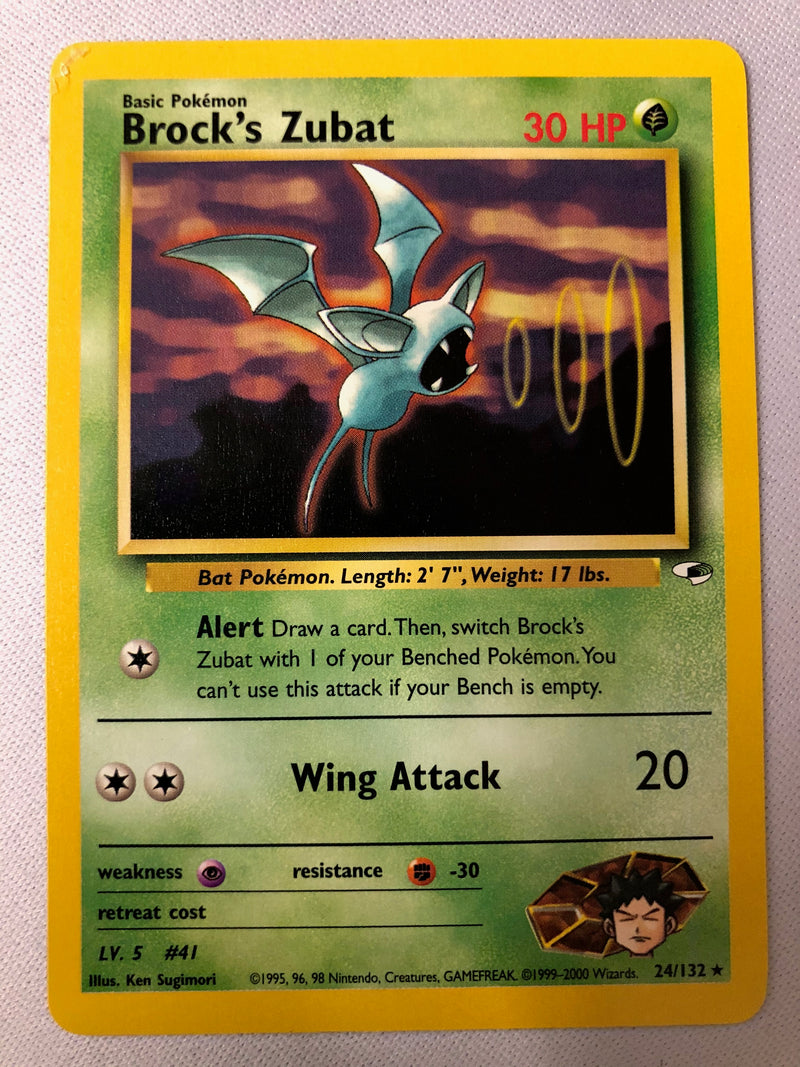 Brock’s Zubat 24/132 Gym Heroes Rare Pokemon Card NM