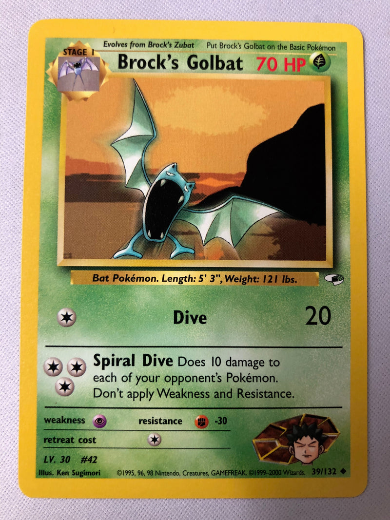 Brock's Golbat 39/132 Gym Heroes Uncommon Pokemon Card NM