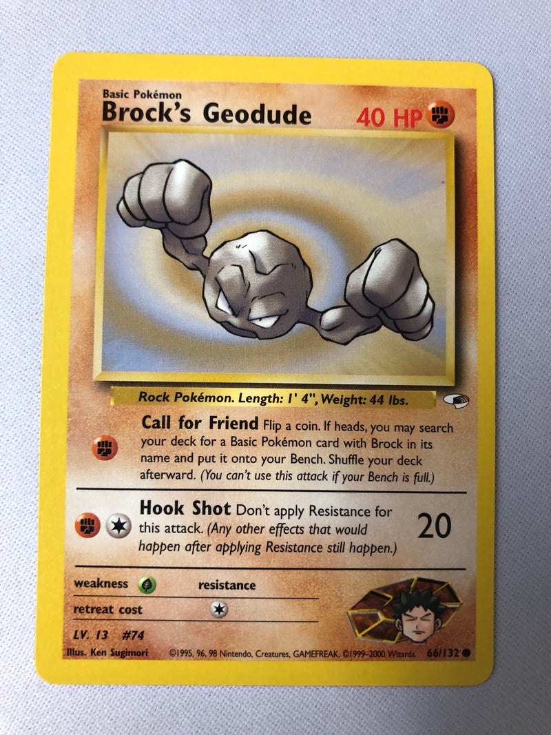 Brock's Geodude 66/132 Gym Heroes Common Pokemon Card NM