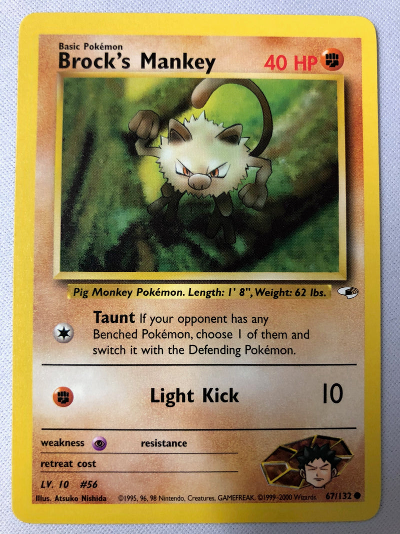 Brock's Mankey 67/132 Gym Heroes Common Pokemon Card NM