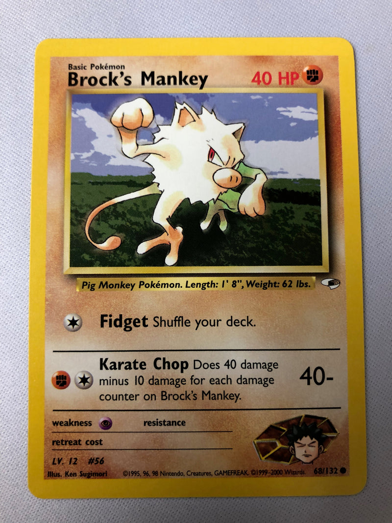 Brock's Mankey 68/132 Gym Heroes Common Pokemon Card NM