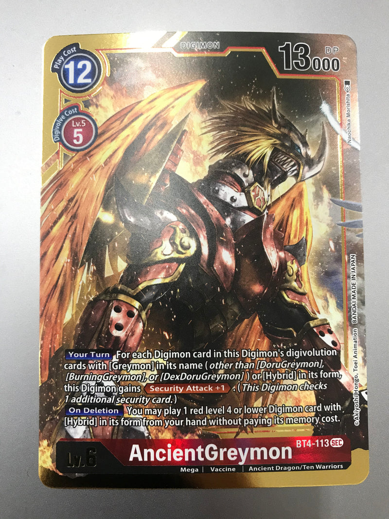 Digimon TCG AncientGreymon BT4-113 SEC Alternative Art Near Mint