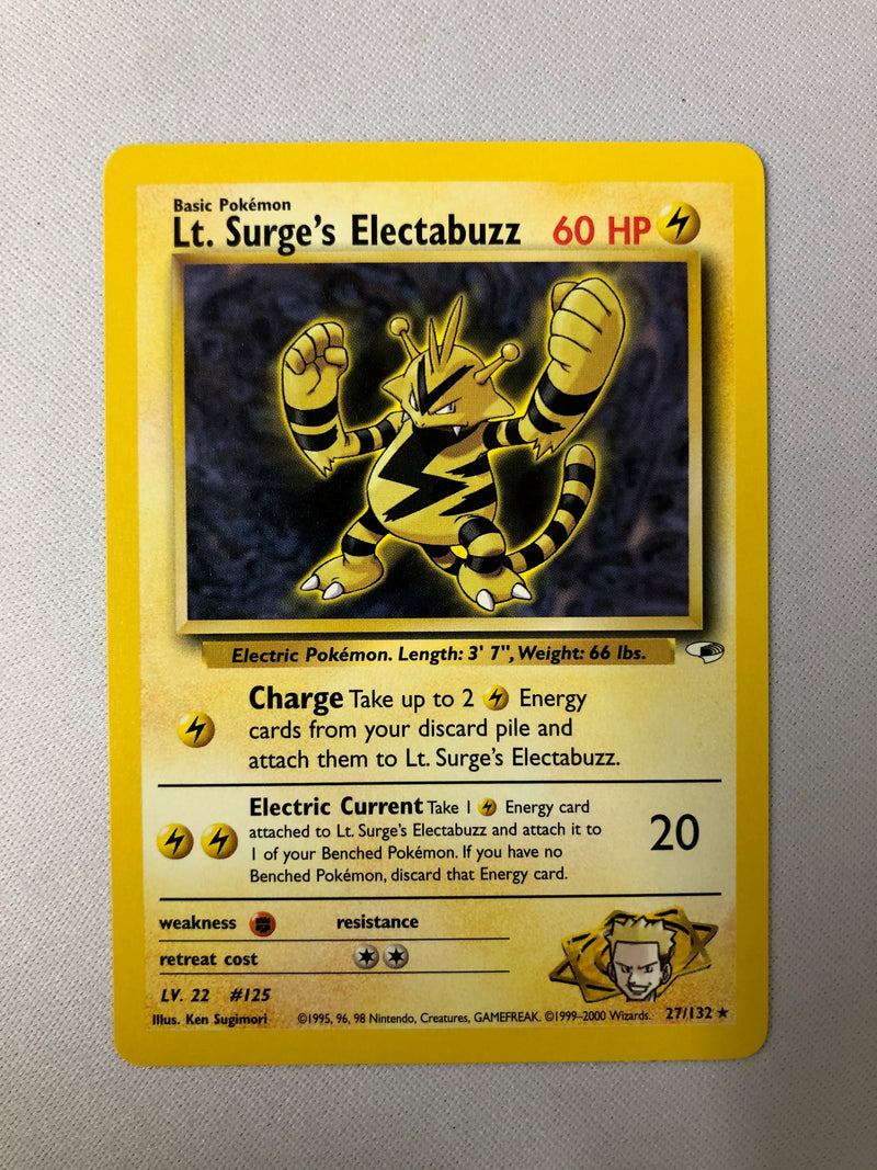 Lt. Surge's Electabuzz 27/132 Gym Heros Rare Pokemon Card NM