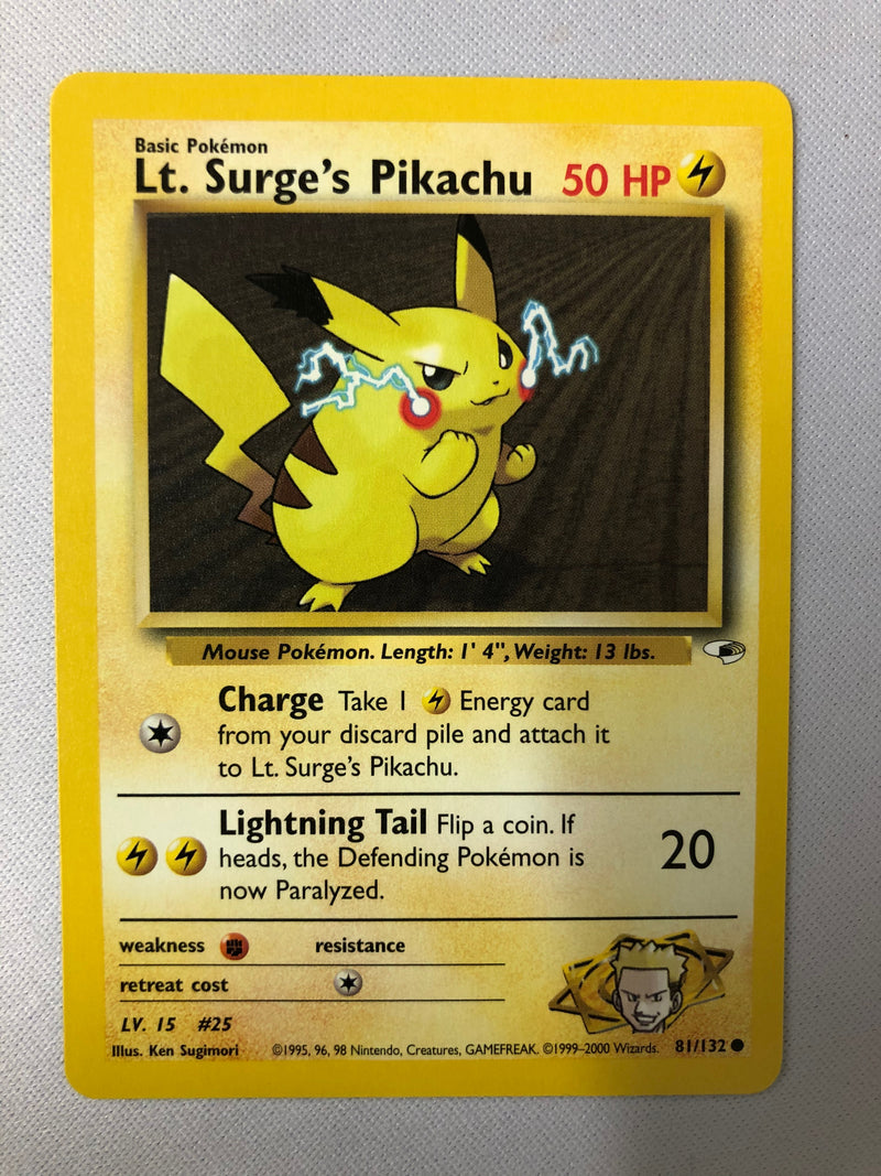 Lt. Surge’s Pikachu 81/132 Gym Heroes Common Pokemon Card NM