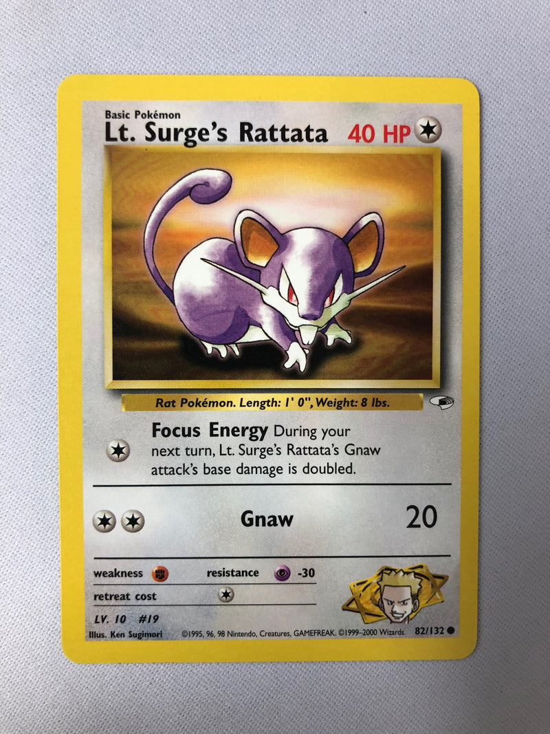 Lt. Surge’s Rattata 82/132 Gym Heroes Common Pokemon Card Near Mint