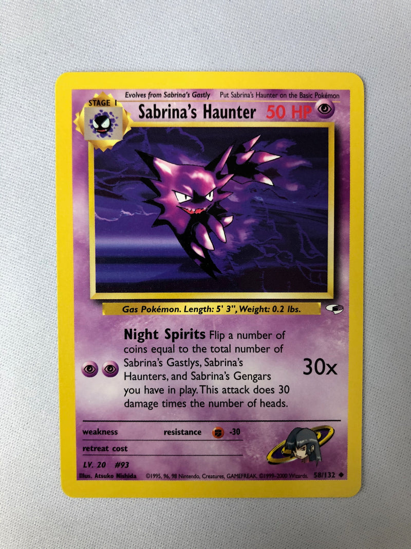 Sabrina's Haunter 58/132 Gym Heroes Uncommon Pokemon Card NM Sabrina's Haunter 58/132 Gym Heroes Uncommon Pokemon Card NM