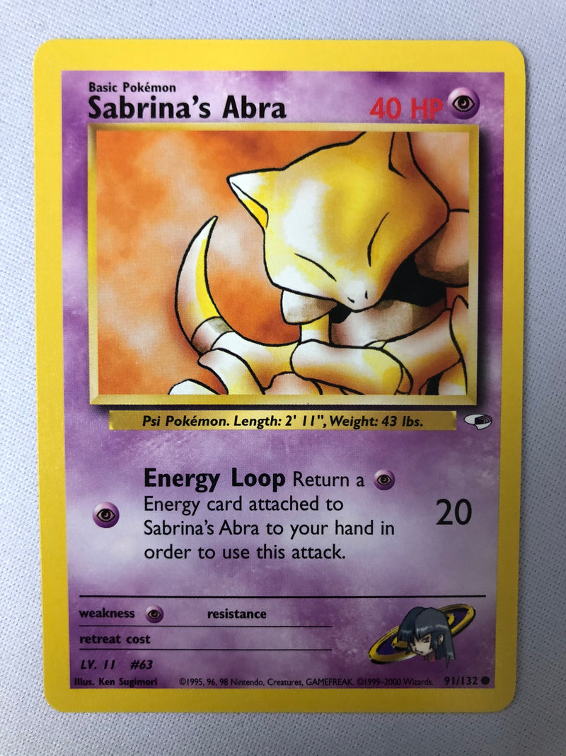 Sabrina's Abra 91/132 Gym Heroes Common Pokemon Card Near Mint