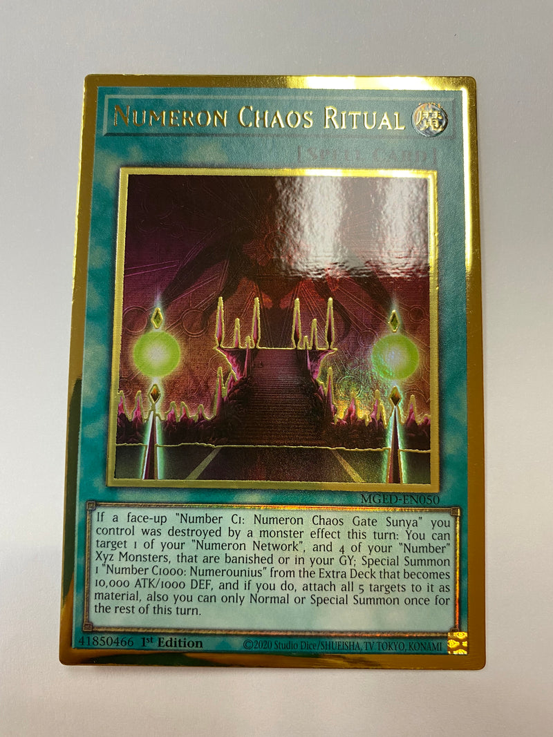 Yugioh Numeron Chaos Ritual  MGED-EN050  Premium Gold Rare 1st Edition NM