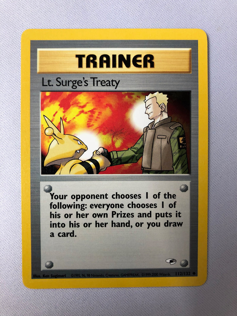 Lt. Surge’s Treaty 112/132 Gym Heroes Pokemon Card NM