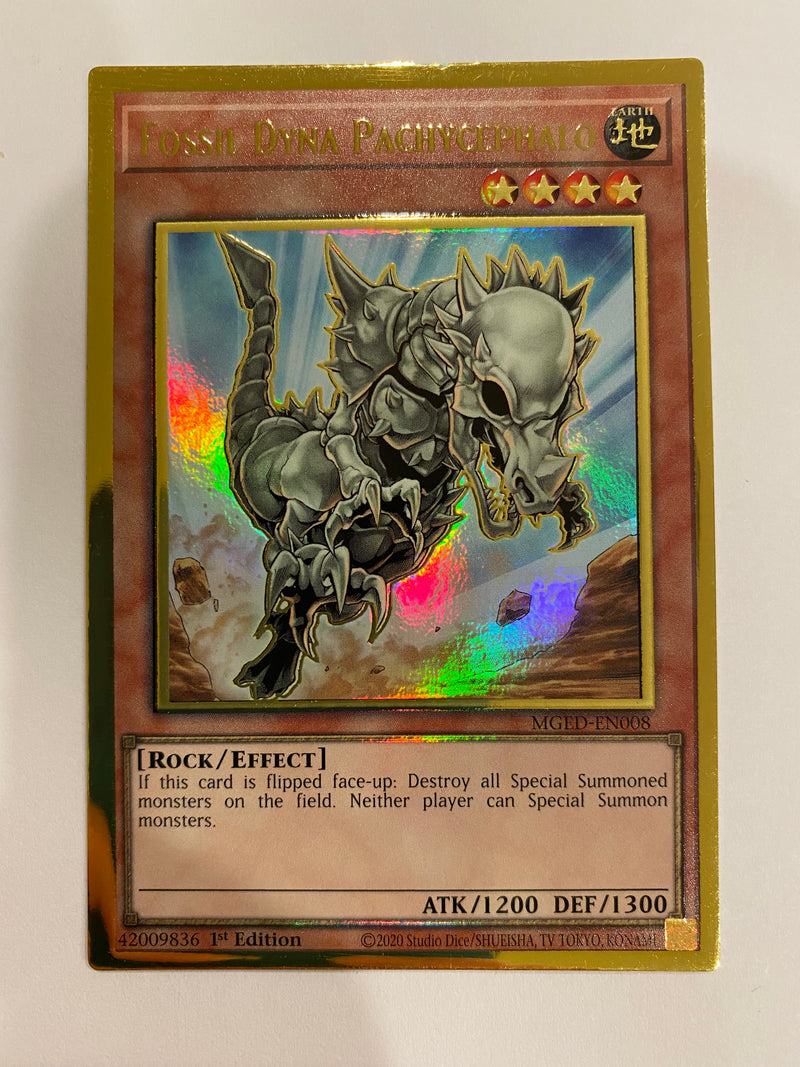 Yugioh Fossil Dyna Pachycephalo MGED-EN008 Premium Gold Rare 1st Editi Yugioh Fossil Dyna Pachycephalo MGED-EN008 Premium Gold Rare 1st Editi