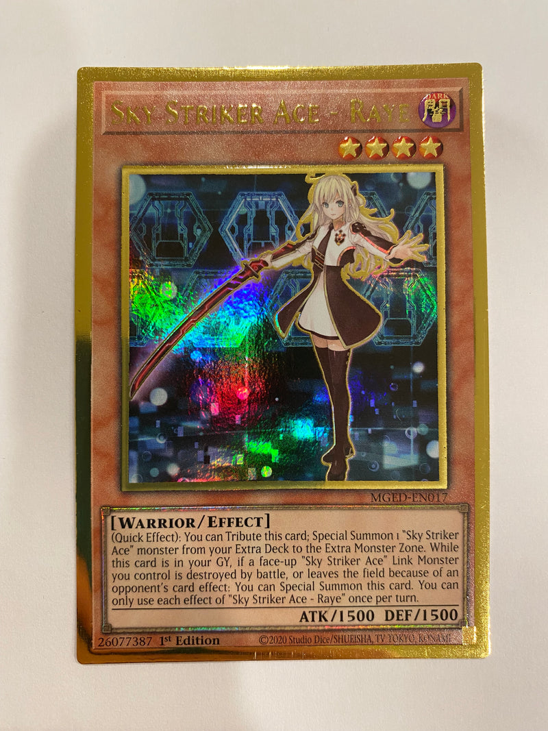 Yugioh Sky Striker Ace-Raye MGED-EN017 1st Edition Premium Gold Rare NM