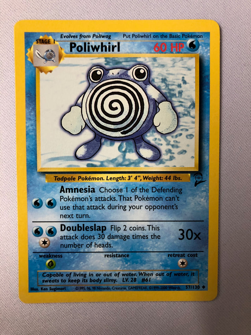 Poliwhirl 57/130 Uncommon  Base Set 2 Pokemon Card Near Mint