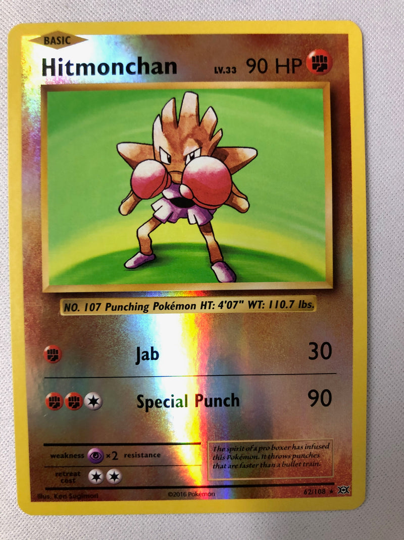 Hitmonchan 62/108 XY Evolutions Reverse Holo Rare Pokemon Card NM