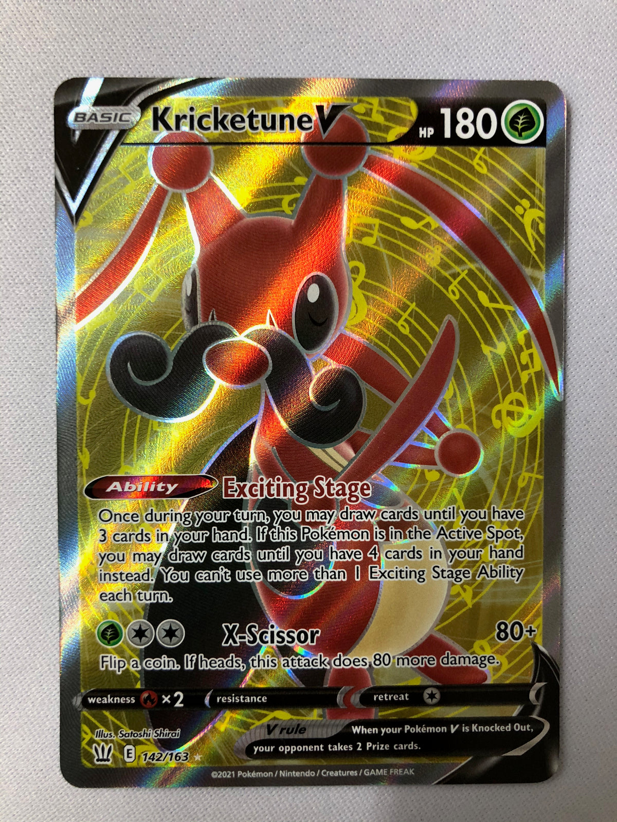 Kricketune V 142/163 Battle Styles Full Art Ultra Rare Pokemon Card Mi