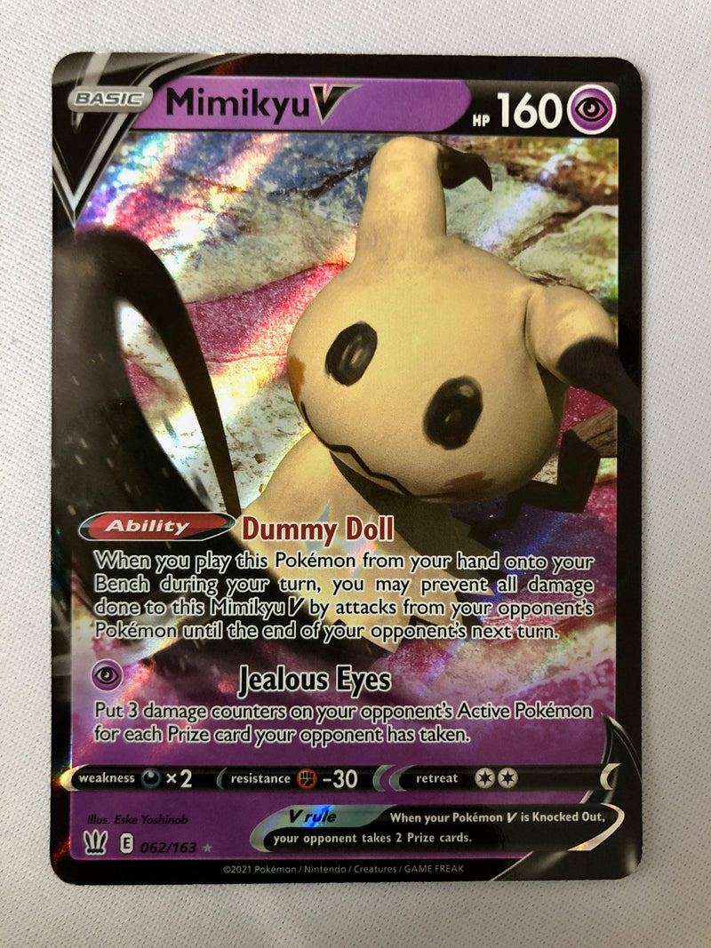 Mimikyu V 062/163 Battle Styles Full Art Ultra Rare Pokemon Card Mint Mimikyu V 062/163 Battle Styles Full Art Ultra Rare Pokemon Card Mint