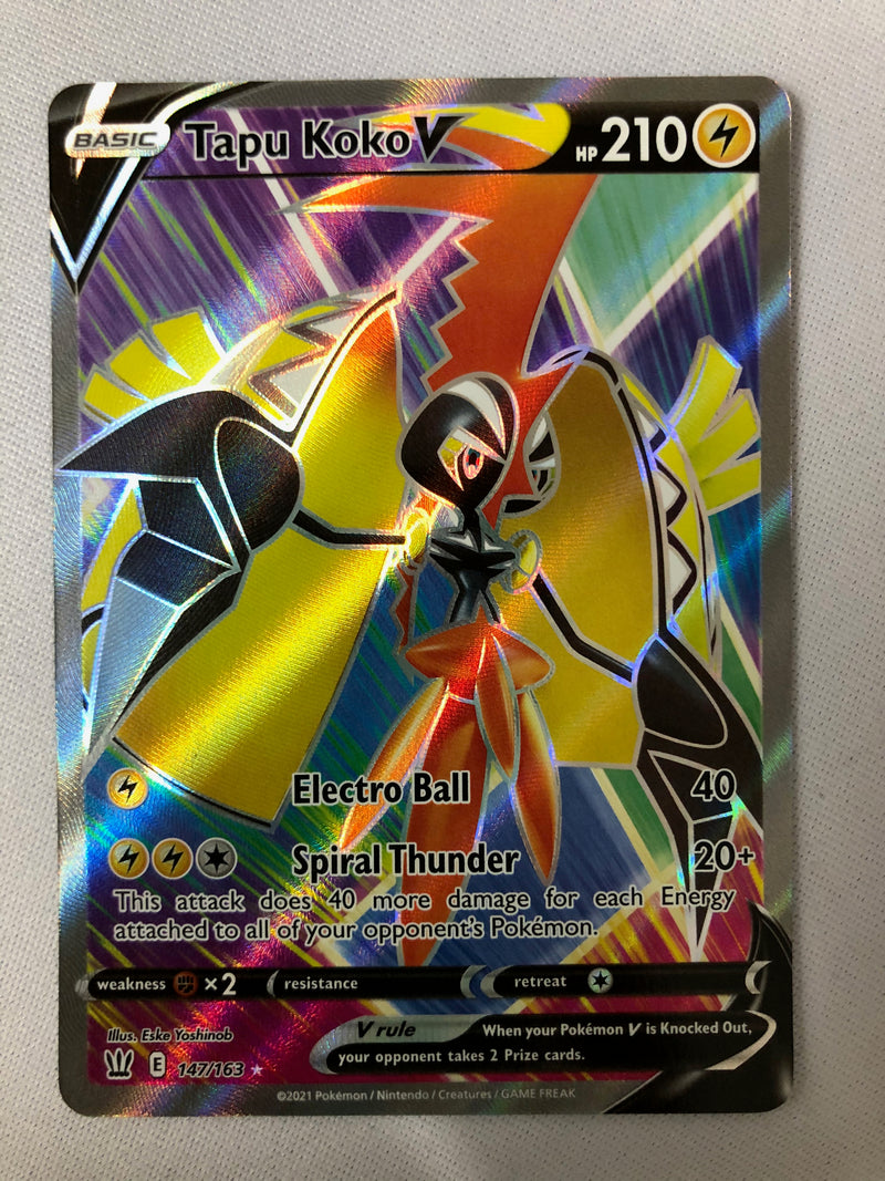Tapu Koko V 147/163 Battle Styles Full Art Ultra Rare Pokemon Card NM Tapu Koko V 147/163 Battle Styles Full Art Ultra Rare Pokemon Card NM