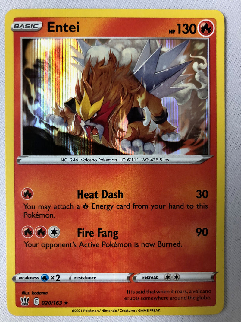 Entei 020/163 Battle Styles Holo Rare Pokemon Card Near Mint