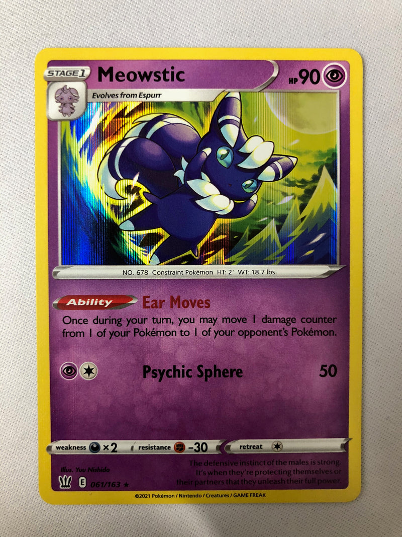 Meowstic 061/163 Battle Styles Holo Rare Pokemon Card MINT