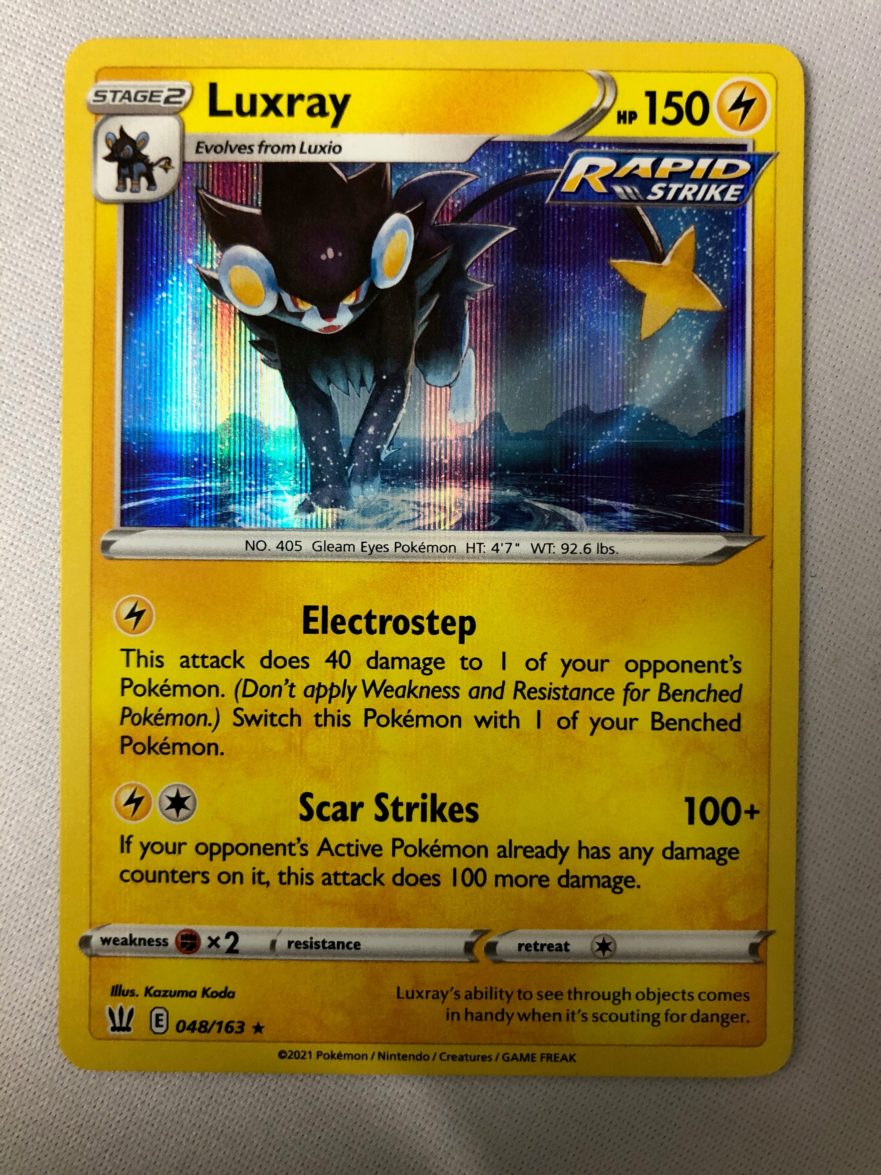 Luxray 48/163 Pokémon card from Battle Styles expansion for sale Luxray 48/163 Pokémon card from Battle Styles expansion for sale
