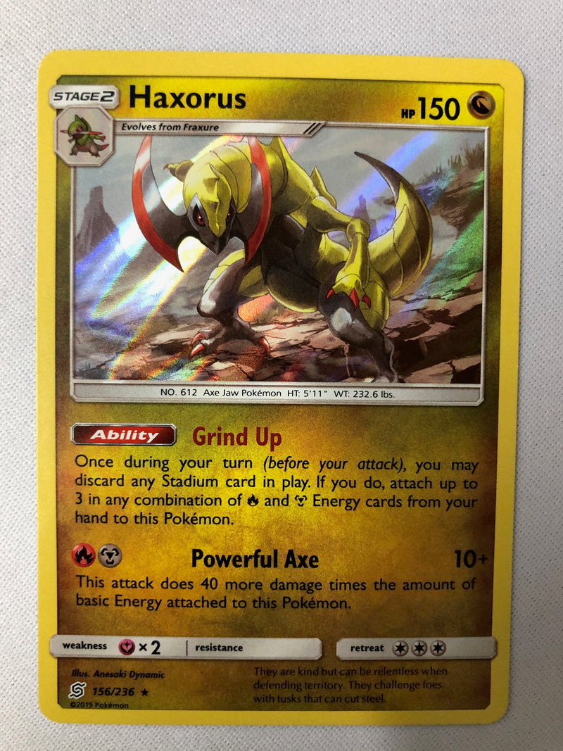 Haxorus 156/236 Unified Minds Holo Rare Pokemon Card Near Mint