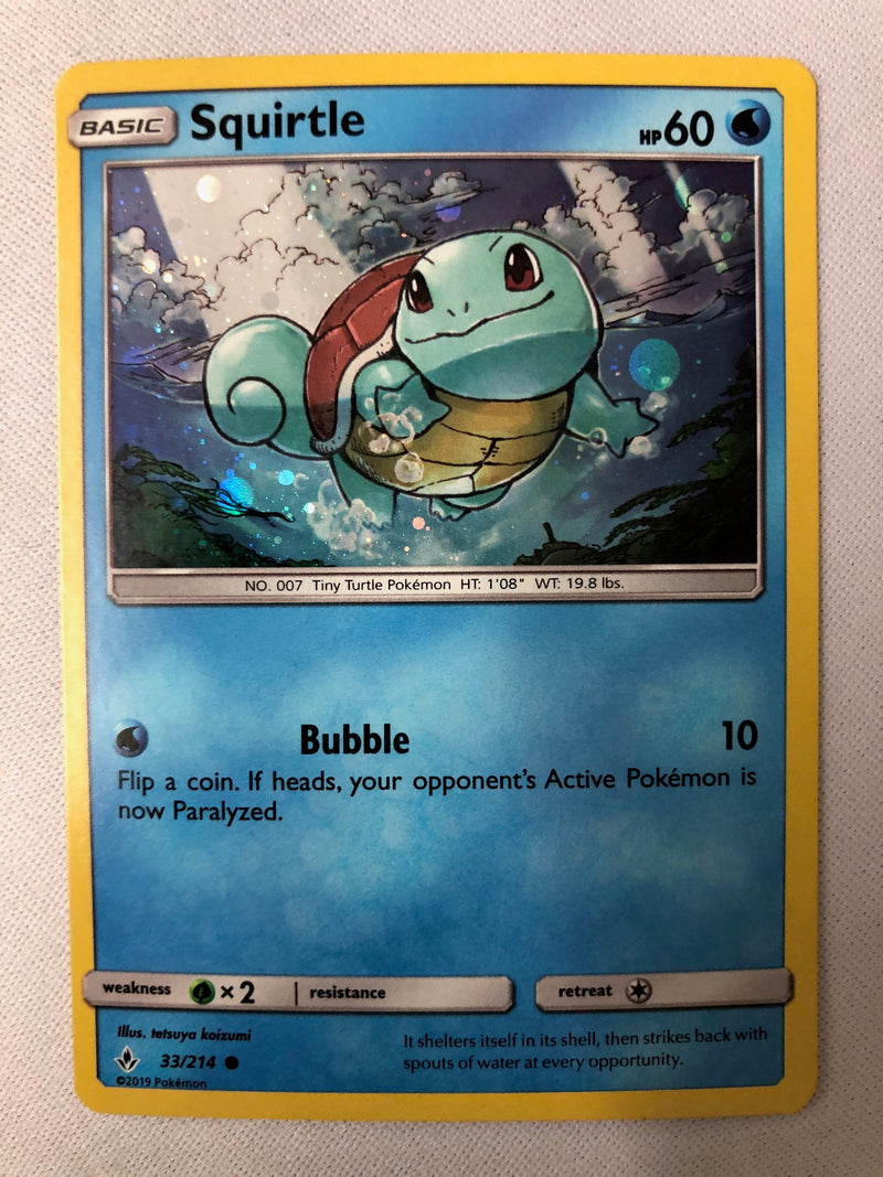 Squirtle 33/214 Unbroken Bonds Common Holo Pokemon Card NM