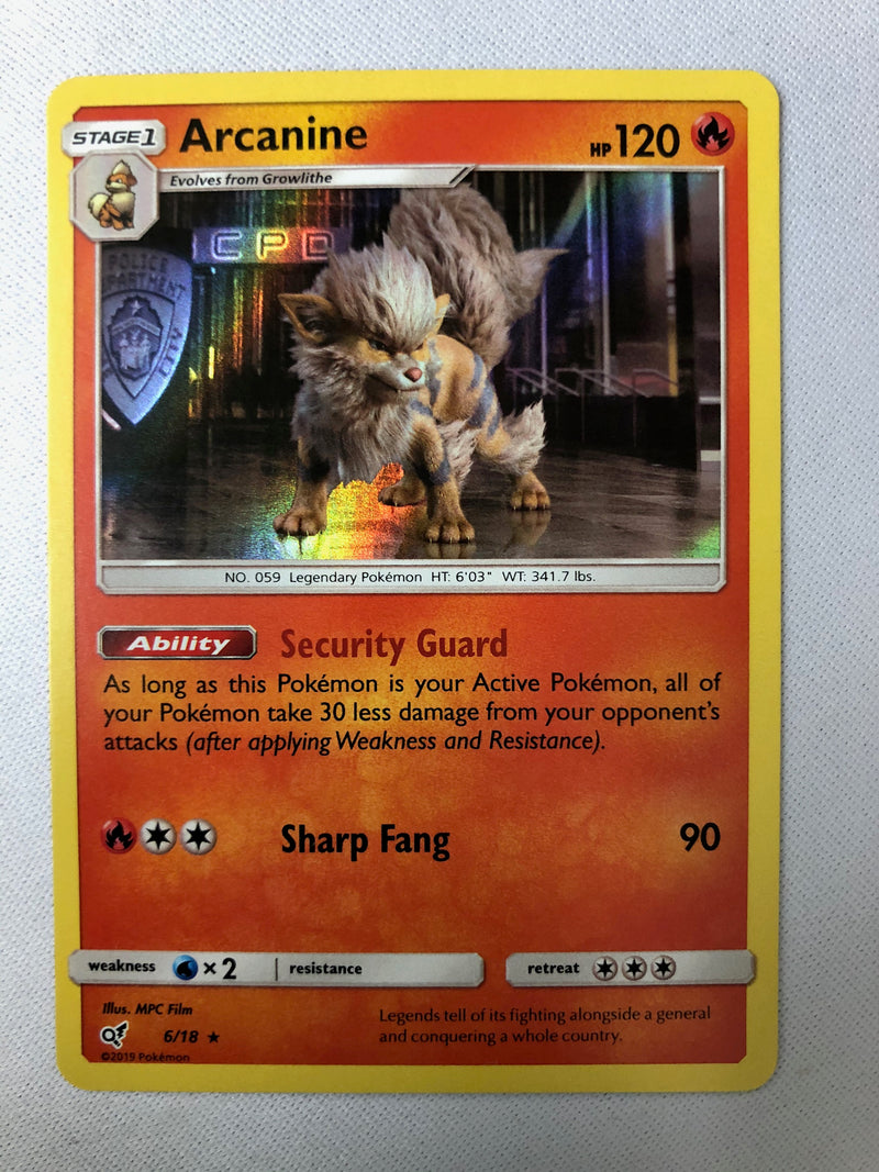 Arcanine 6/18 Detective Pikachu Holo Rare Pokemon Card NM Arcanine 6/18 Detective Pikachu Holo Rare Pokemon Card NM