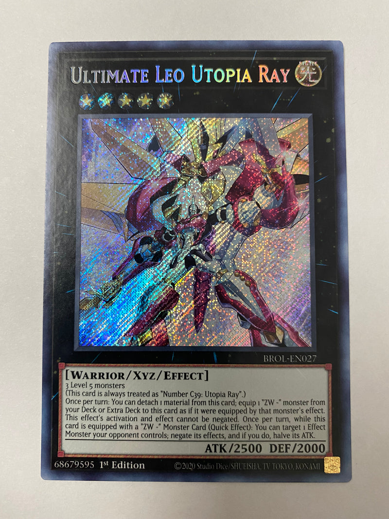 Yugioh Ultimate Leo Utopia Ray  BROL-EN027 Secret Rare 1st Edition Near Mint