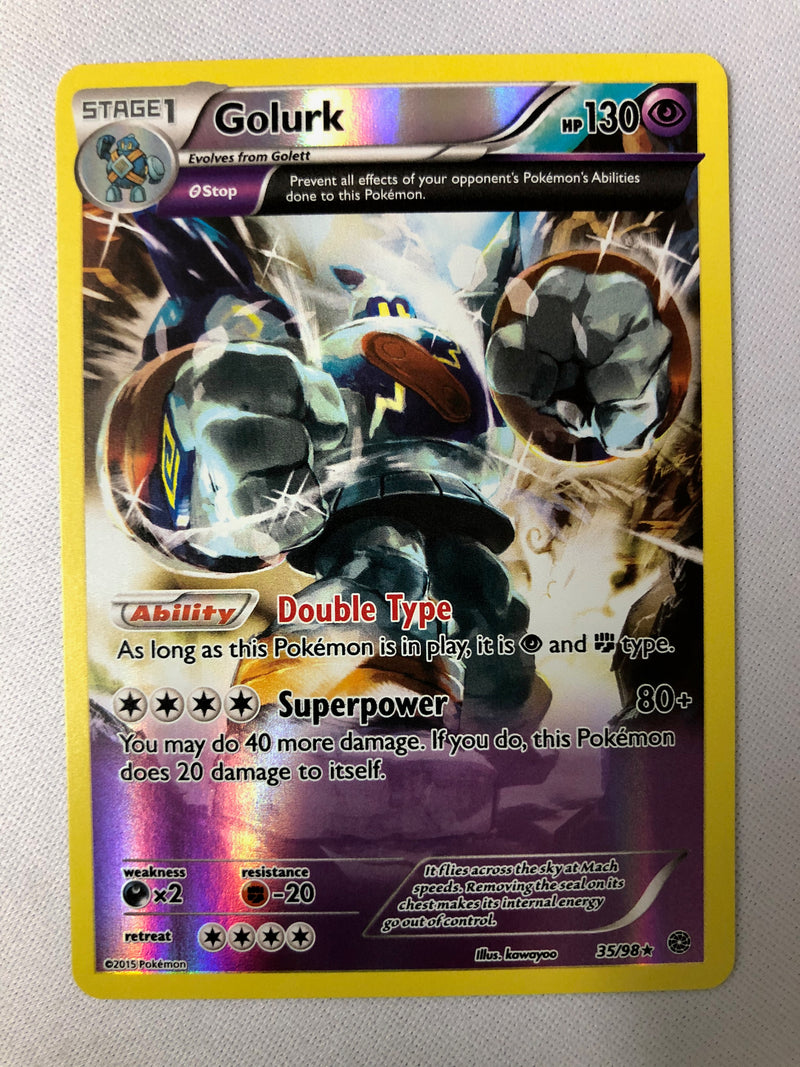 pokemon ancient origins rare cards Golurk 35/98 XY Ancient Origins Full Art Holo Rare Pokemon Card NM