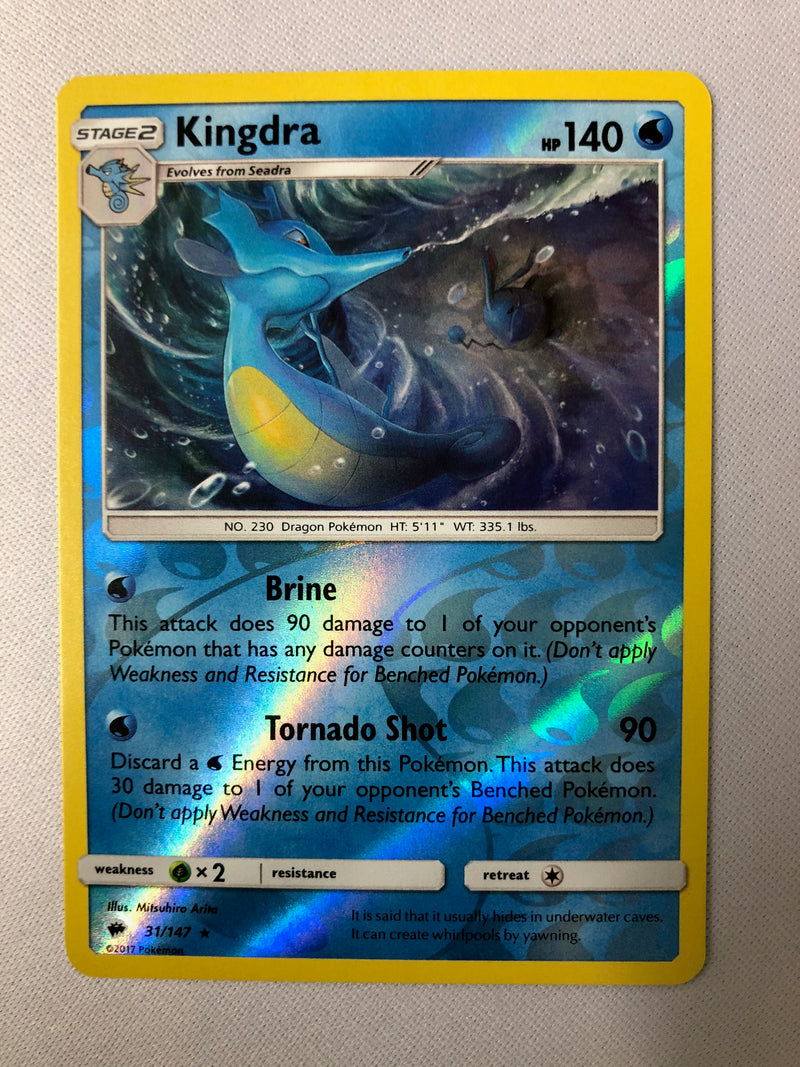 Kingdra 31/147 S&M Burning Shadows Reverse Holo Rare Pokemon Card NM