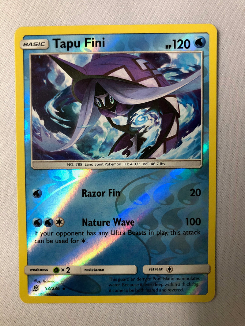 Tapu Fini 53/236 Unified Minds Reverse Holo Rare Pokemon Card NM