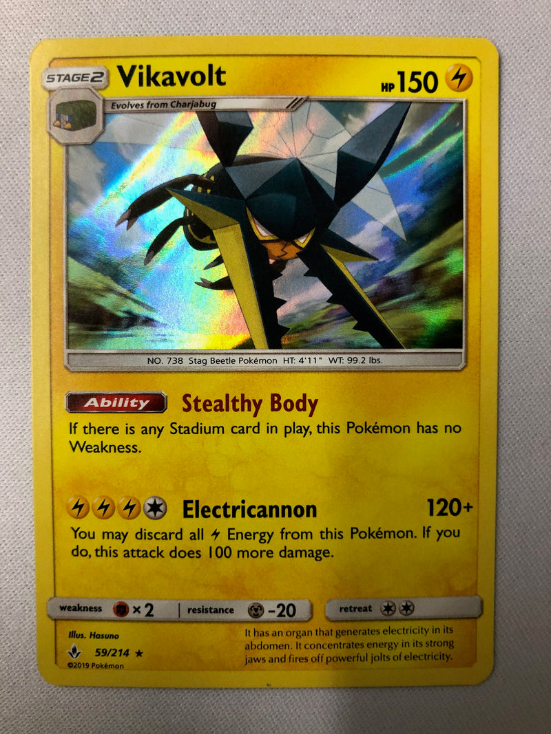 Vikavolt 59/214 Unbroken Bonds Holo Rare Pokemon Card NM