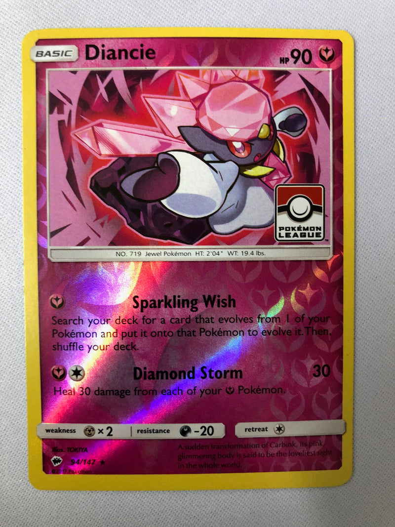 Diancie 94/147 Pokemon League Reverse Holo Rare Pokemon Card NM