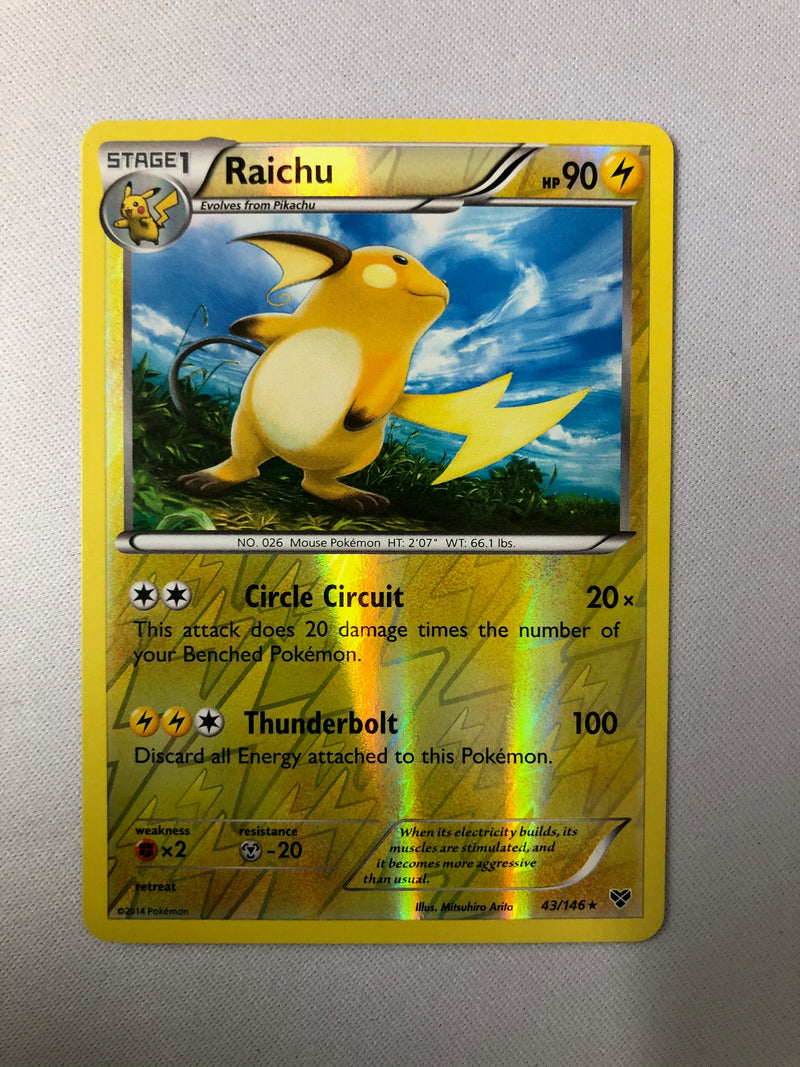 Raichu 43/146 XY Base Set Reverse Holo Rare Pokemon Card NM