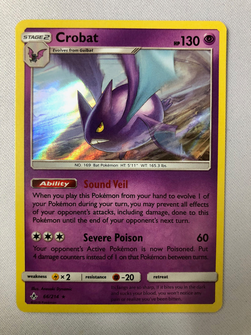 Crobat 66/214 Unbroken Bonds Holo Rare Pokemon Card NM