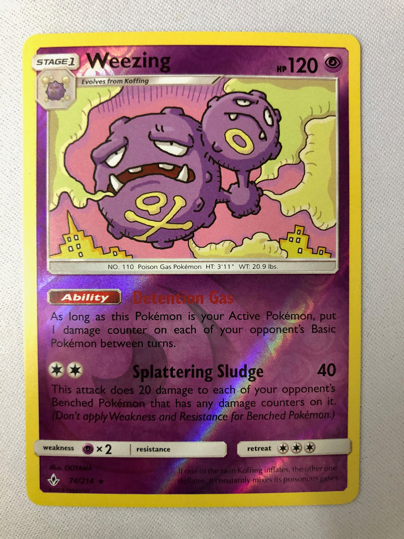 Weezing 74/214 Unbroken Bonds Reverse Holo Rare Pokemon Card NM
