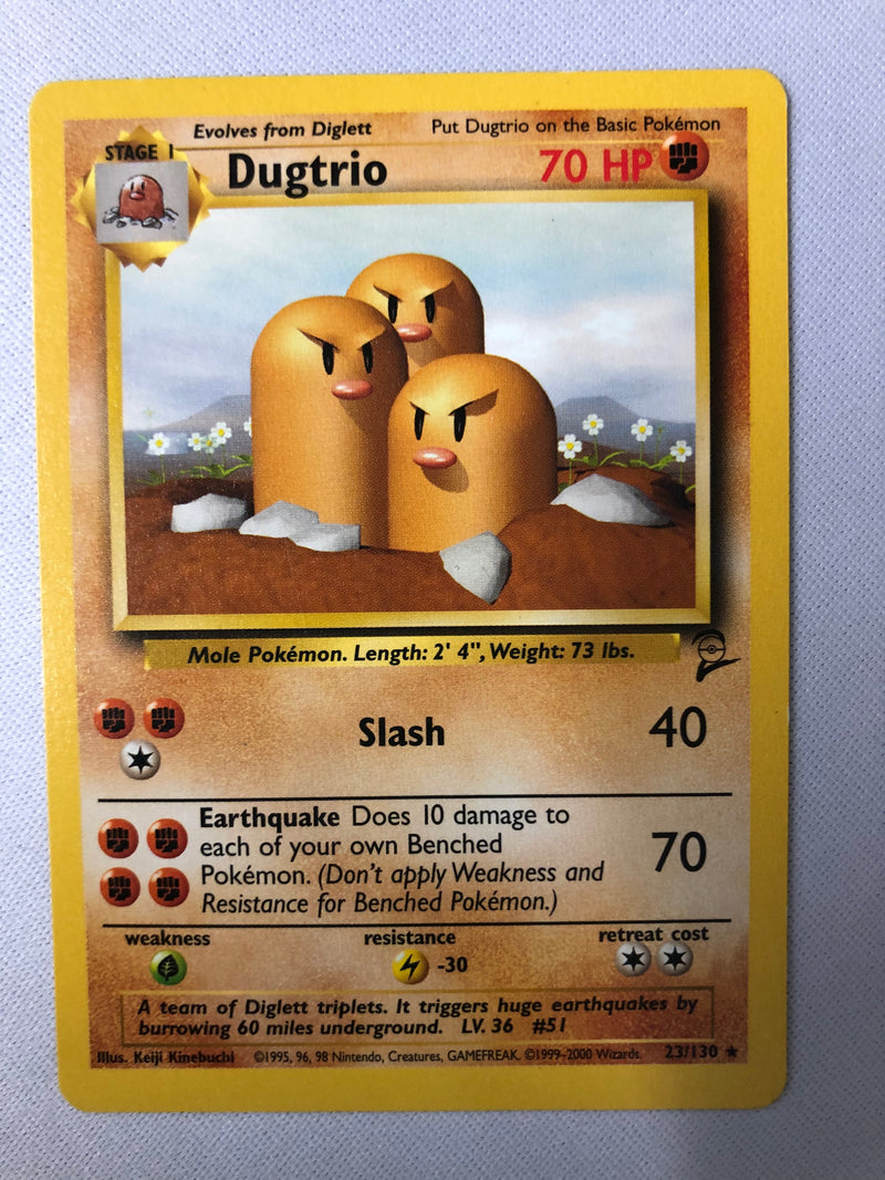 Dugtrio 23/130 Pokemon Base Set 2 Rare Pokemon Card NM