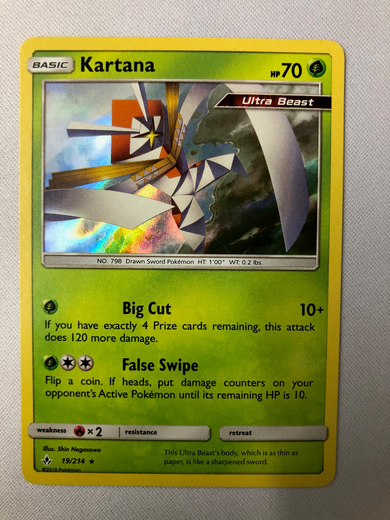 Kartana 19/214 Unbroken Bonds Holo Rare Pokemon Card NM