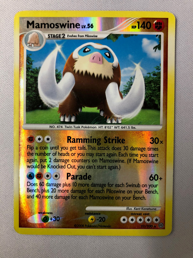 Mamoswine LV.56 21/100 Diamond & Pearl Reverse Holo Rare Pokemon Card NM