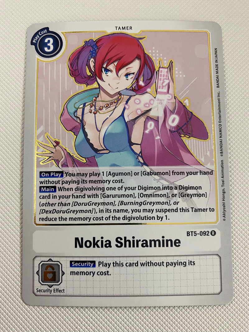 Digimon Nokia Shiramine  BT5-092 Rare Near Mint