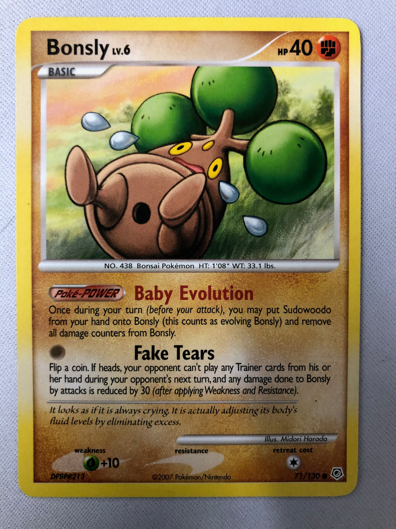 Bonsly LV.6 71/130 Diamond & Pearl Common Pokemon Card NM