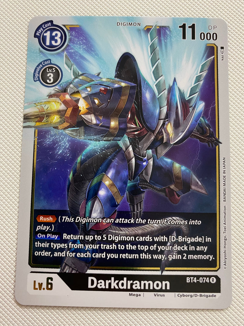 Digimon Darkdramon  BT4-074 Rare  Near Mint