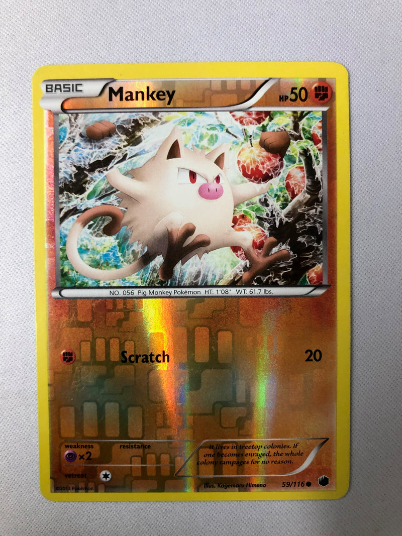 Mankey 59/116 Plasma Freeze Reverse Holo Common Pokeomn Card NM