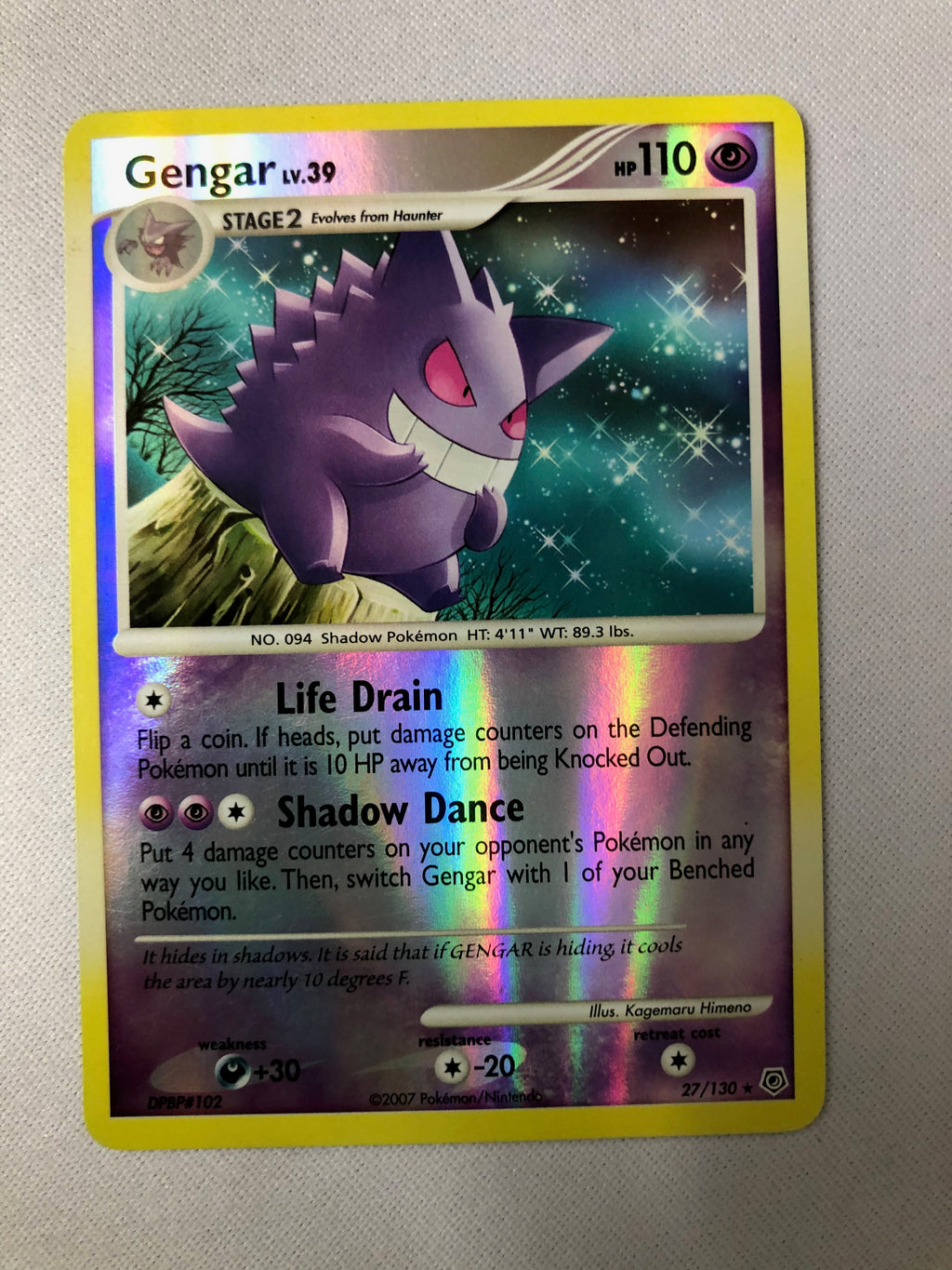 Gengar LV.39 27/130 D&P Reverse Holo Rare Pokemon Card NM Gengar LV.39 27/130 D&P Reverse Holo Rare Pokemon Card NM
