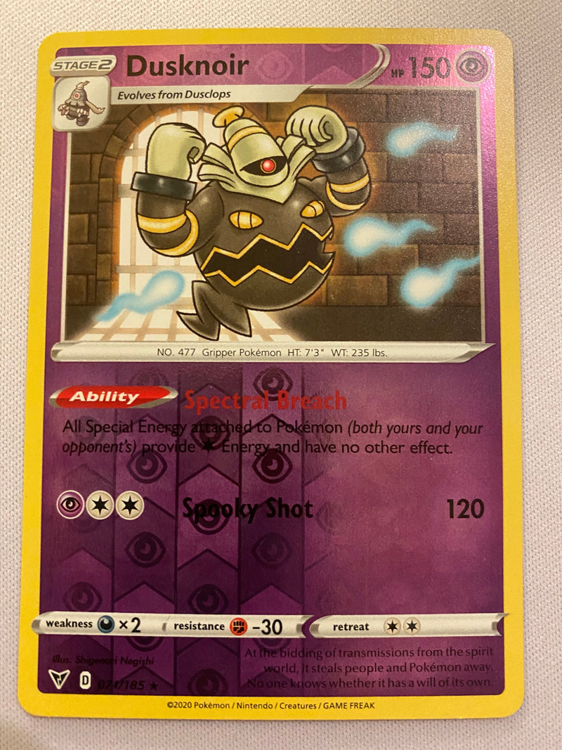 Dusknoir  071/185  Reverse Holo Vivid Voltage Pokemon Card Near Mint