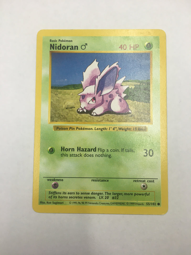 Nidoran 55/102 Shadowless Base Set Unlimited Edition Common Near Mint