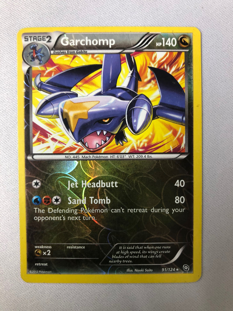 Garchomp 91/124 Dragons Exalted Reverse Holo Rare Pokemon Card Near Mint