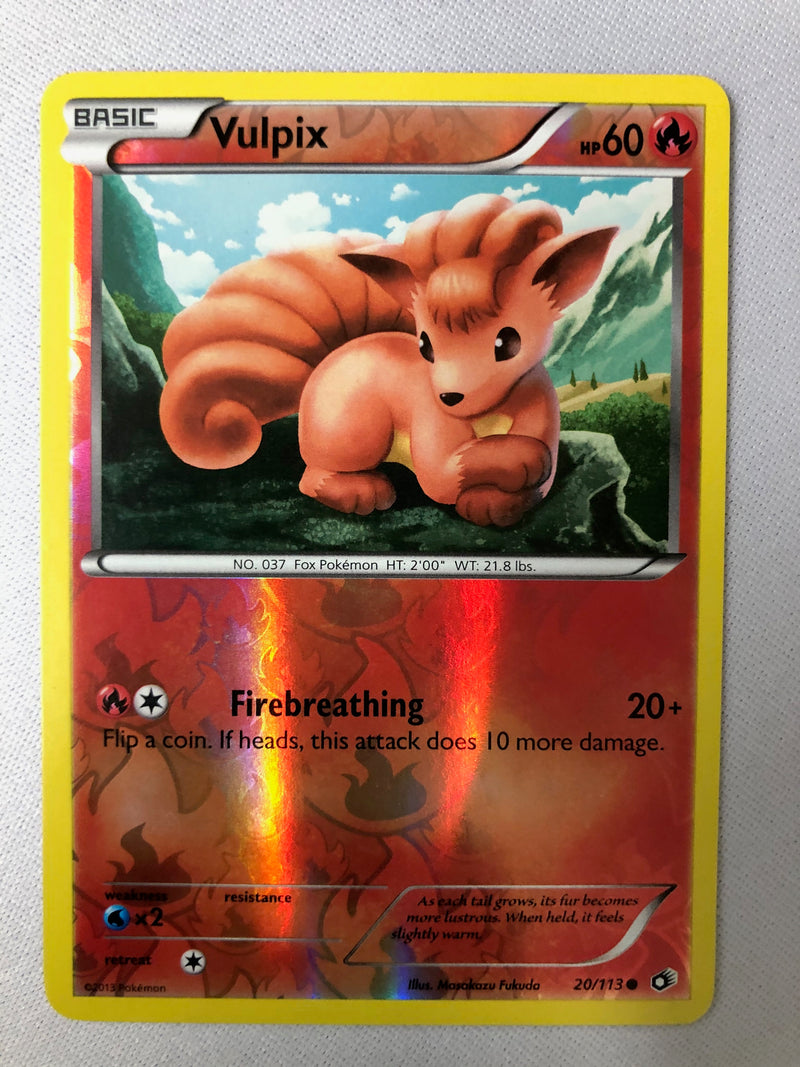 Vulpix 20/113 Legendary Treasures Set Reverse Holo Common Pokemon Card NM